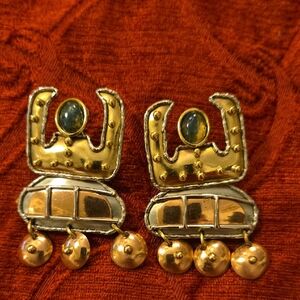 Vintage Deadstock Gold and Silver Dancing Figures Earrings